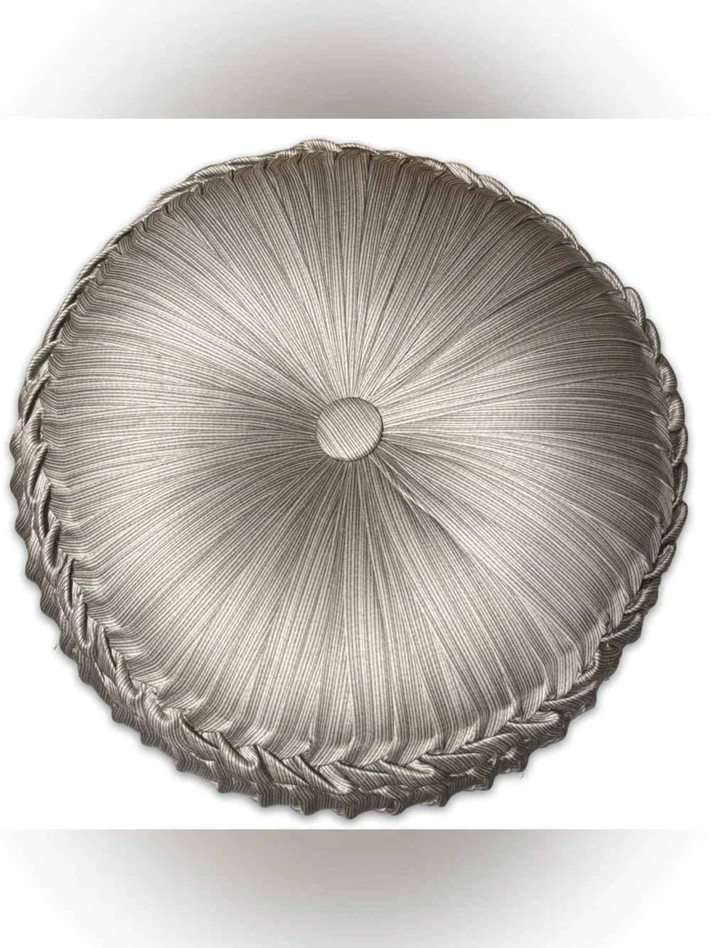 J. Queen NY Pleated Round Accent Pillow - Silver Pewter